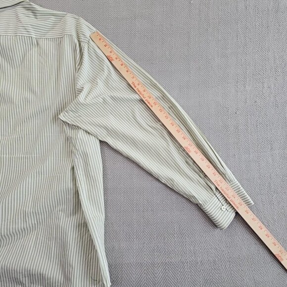 Linea Uomo Shirt Men's 3X Green Stripe Modern Fit Long Sleeve Button Up EUC LN - Picture 11 of 14